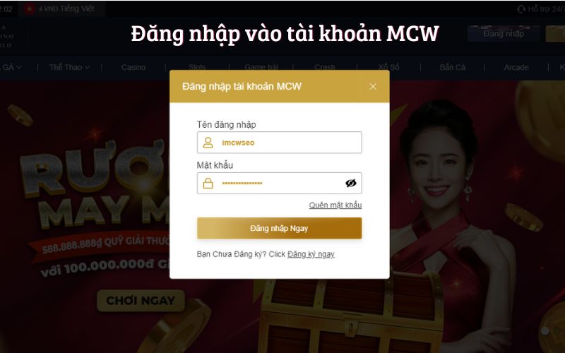 Đăng nhập vào tài khoản MCW