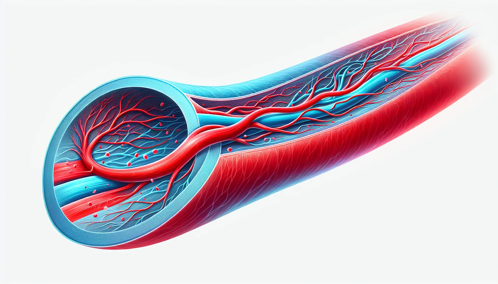 Illustration of blood flow in the peripheral artery