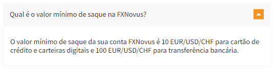 A página de perguntas frequentes da FXNovus abrange todas as informações necessárias.