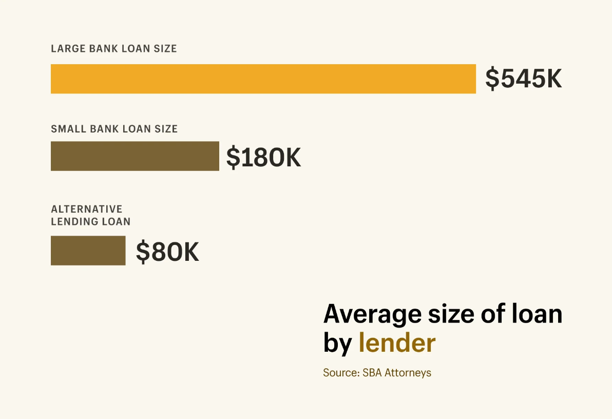 Graphic showing average loan size by type of lender.