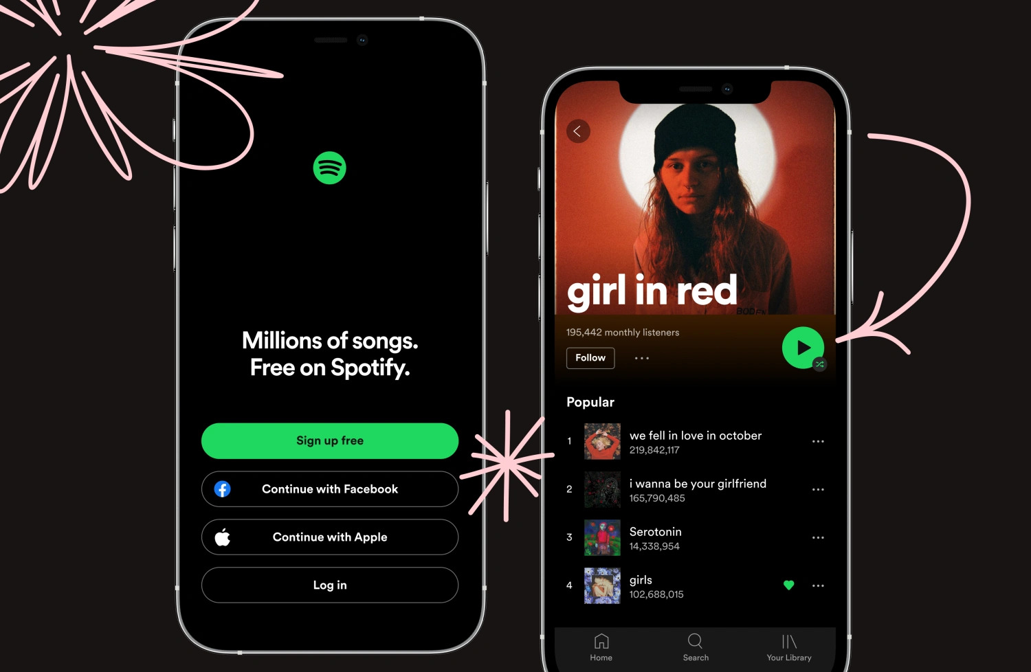 dark mode design on Spotify