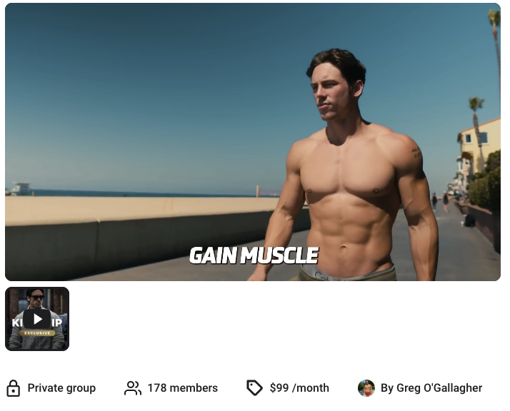 Screenshot of Greg’s Gain Muscle course on Skool