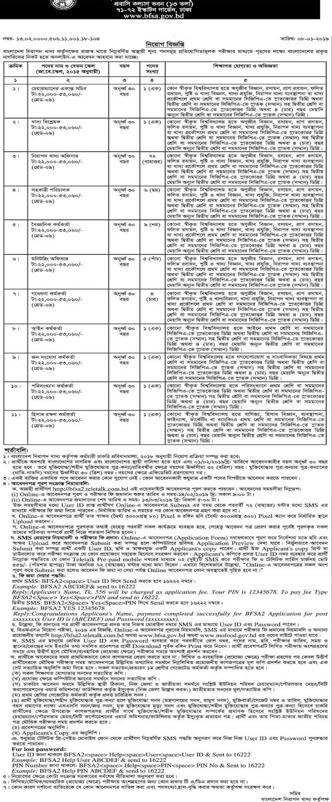 BFSA Job Circular