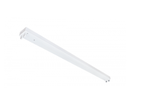 Fluorescent strip light in a warehouse for bright and secure lighting.