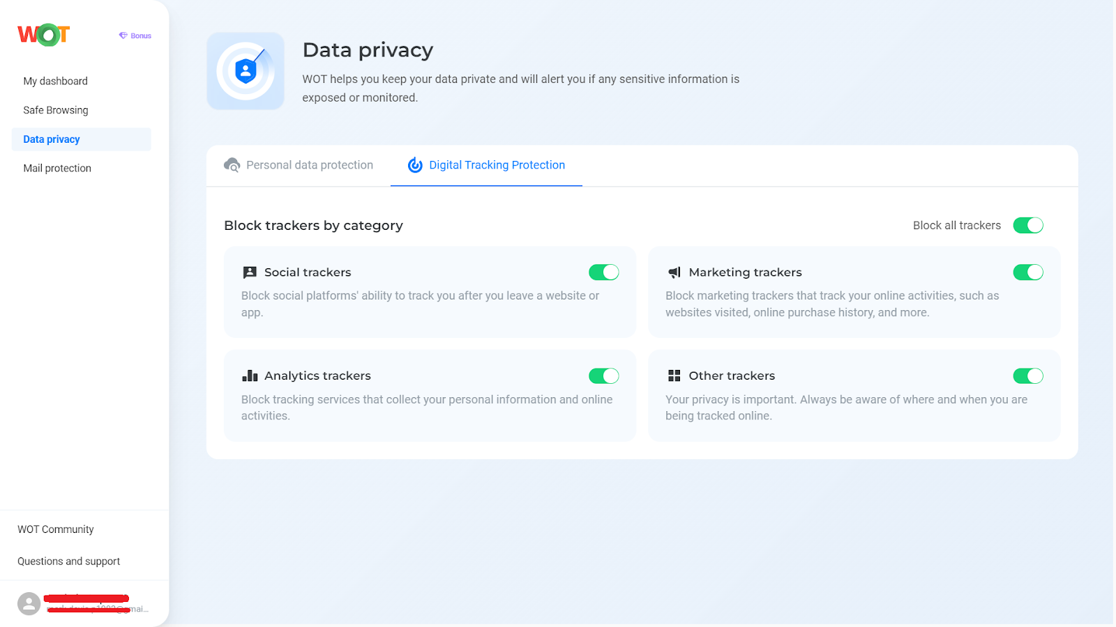 data privacy and digital tracking protection with WOT Chrome Extension