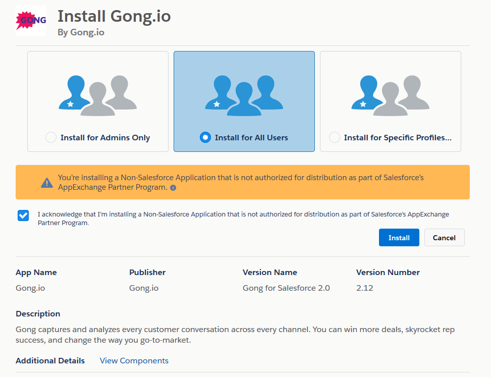 Install Gong in Salesforce 