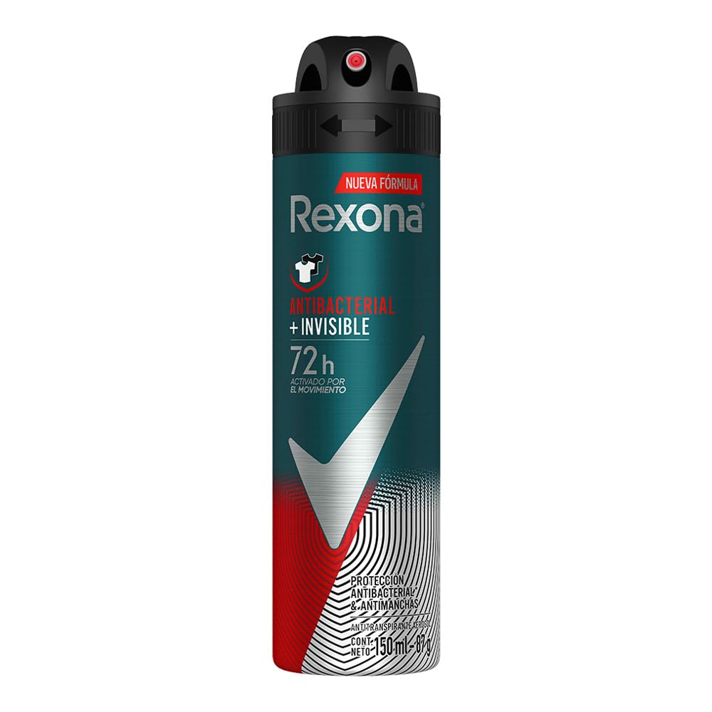 Desodorante Antitranspirante Aerosol Masculino Rexona Antibacterial + Invisible 72 horas 150ml