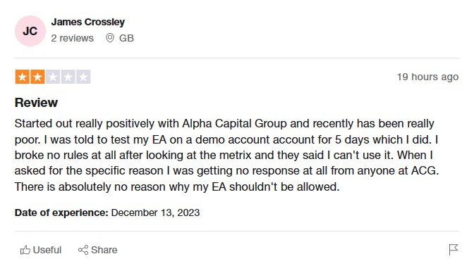 Alpha Capital Group reviews on Trustpilot 2