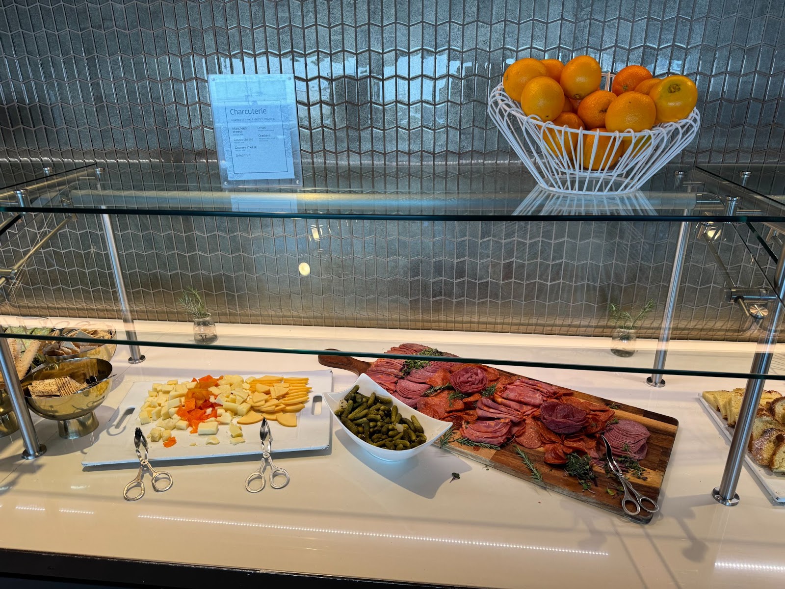 Cold cuts and cheese offered in the SFO Polaris lounge