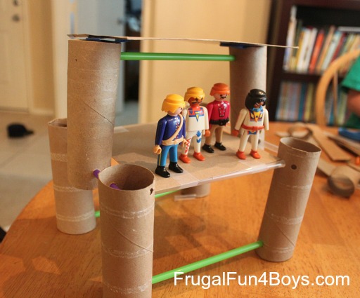 Building with cardboard rolls and straws - fun!