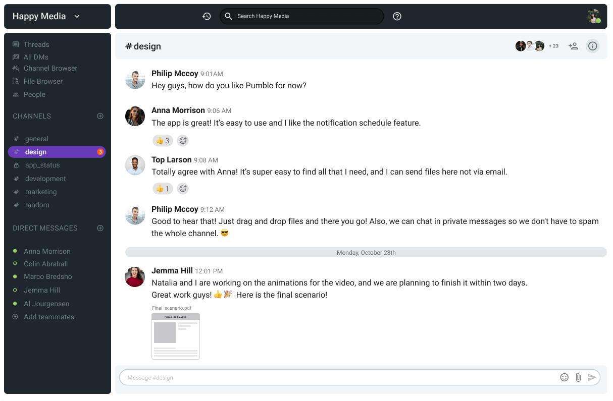 Pumble is a business communication tool 