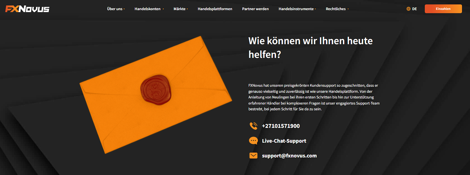 Kontaktieren Sie den Kundensupport von FXNovus über verschiedene Kanäle.