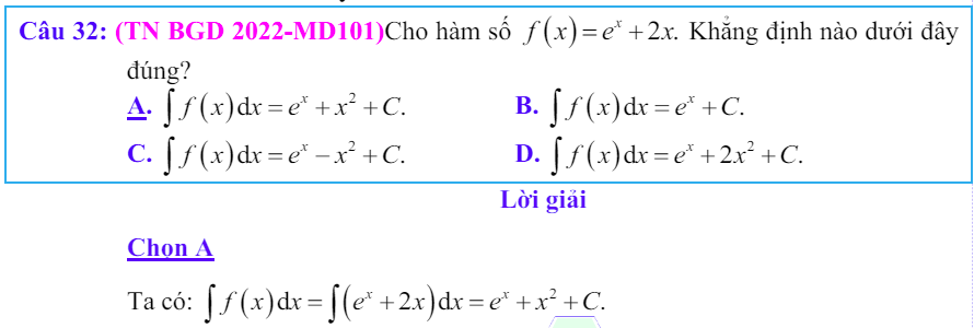 Công thức Nguyên hàm và bài tập từ đề thi có giải chi tiết