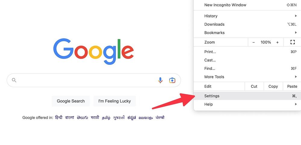 Open Google Chrome Settings