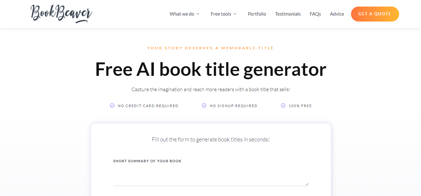 Book Beaver’s AI Book Title Generator