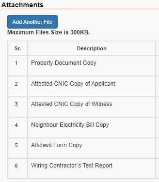 files required for lesco electricity connection