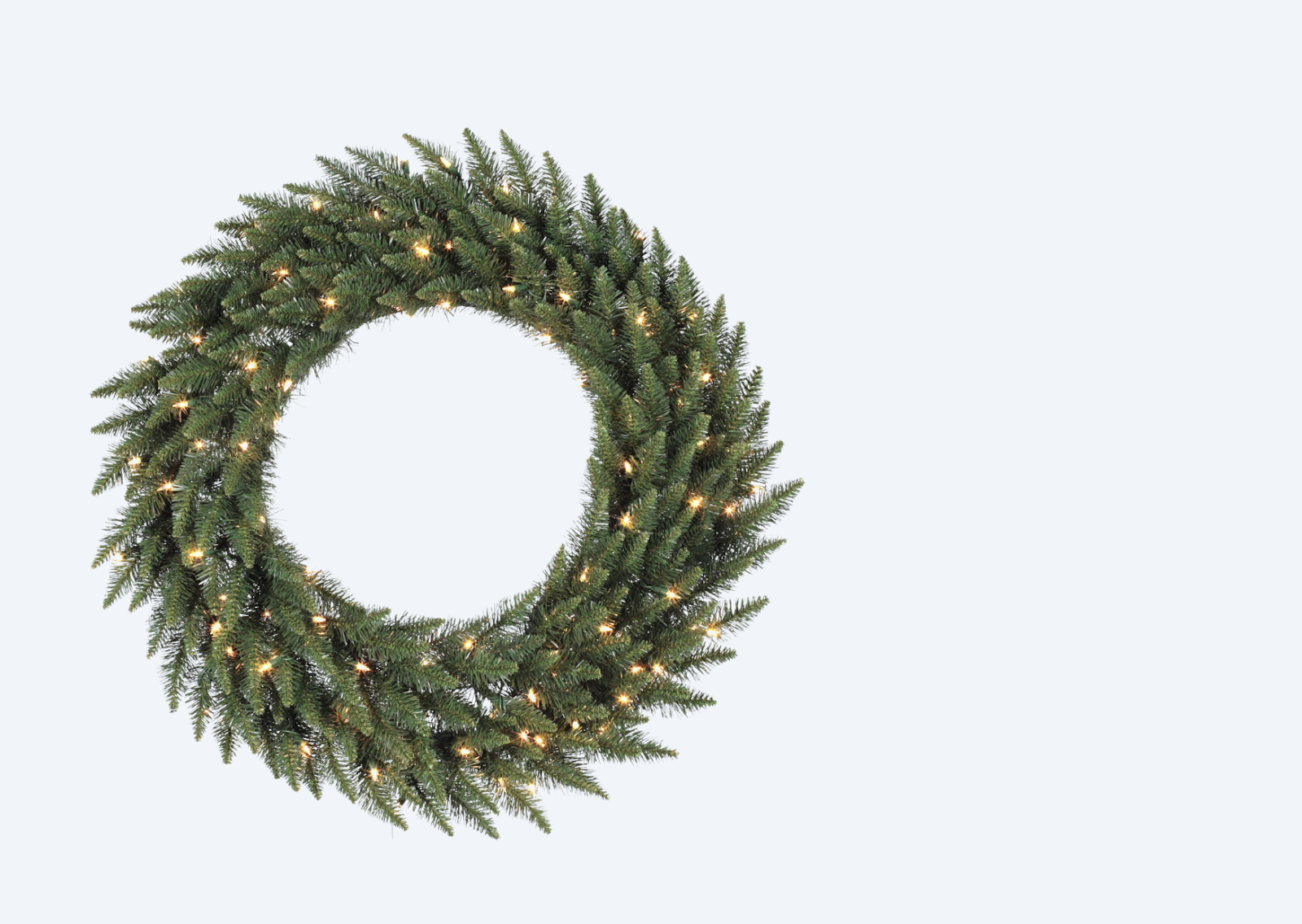 Illuminate your space with the Wreath w/ Clear Dura-lit Incandescent Lights 46". A festive masterpiece adorned with twinkling lights, adding a warm and magical glow to your holiday decor.