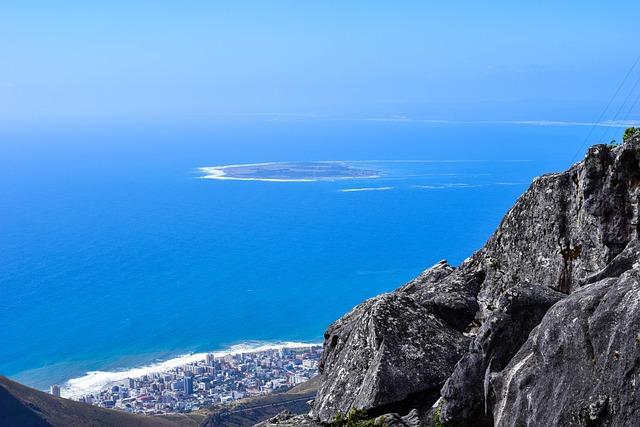 A view of Robben Island from the top of Table Mountain
