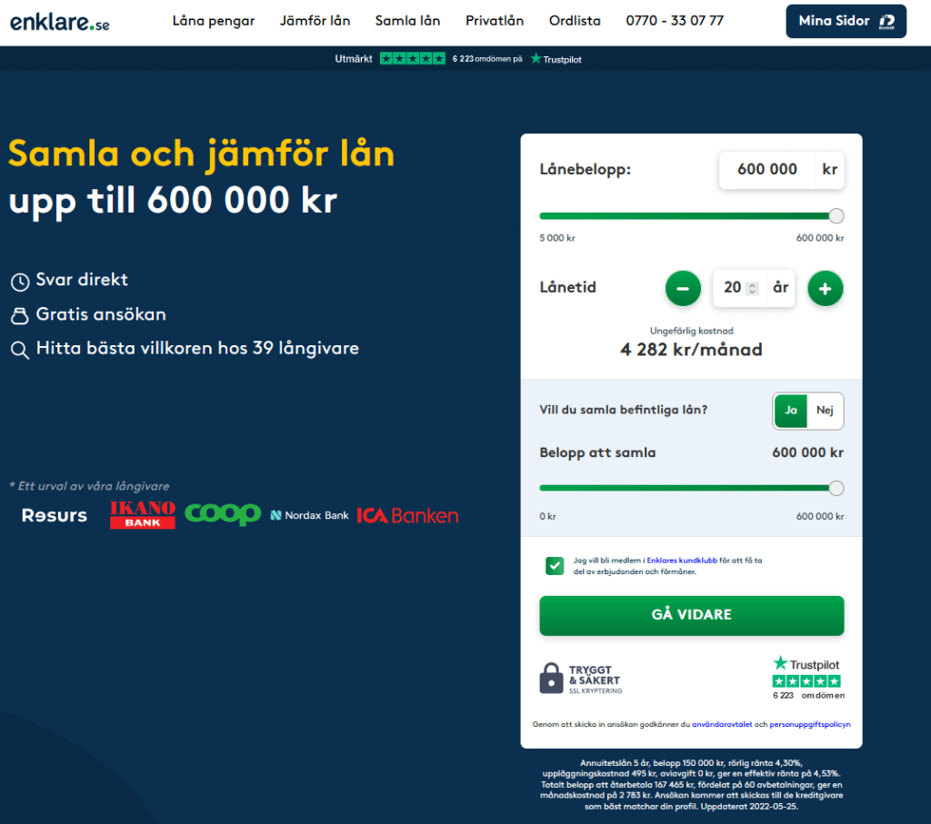 Enklare erbjuder privatlån utan säkerhet.