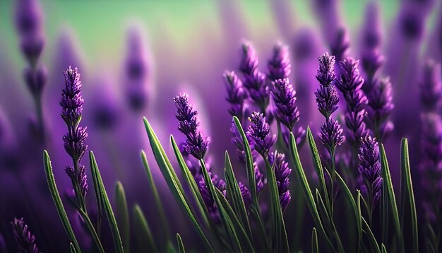 Nature close up Purple plant flower in summer generative AI