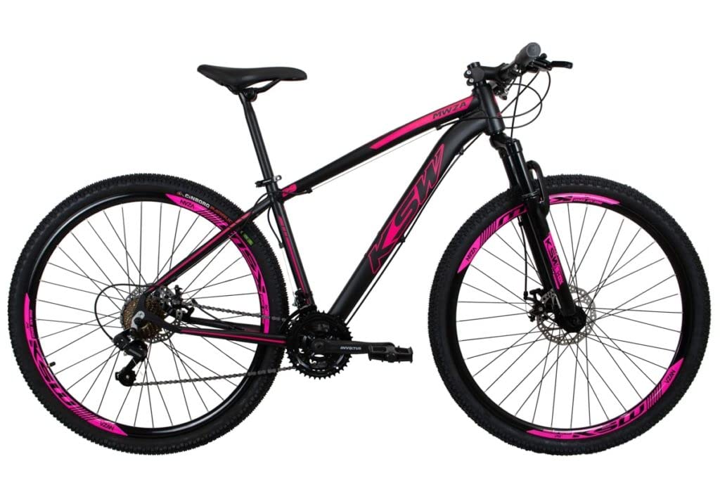 Bicicleta aro 29 KSW Câmbios Shimano 24V Freio Hidraulico Preto/Pink 15