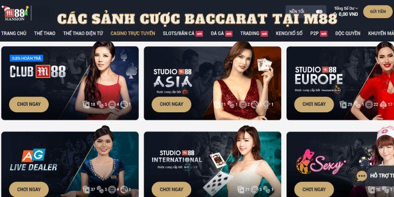 Các sảnh cược baccarat tại m88