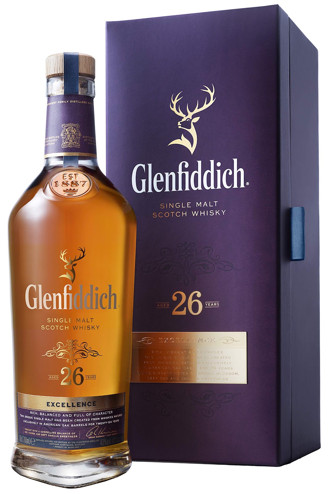 Whisky Glenfiddich 26 anos Excellence Glenfiddich Sabor 700 ml