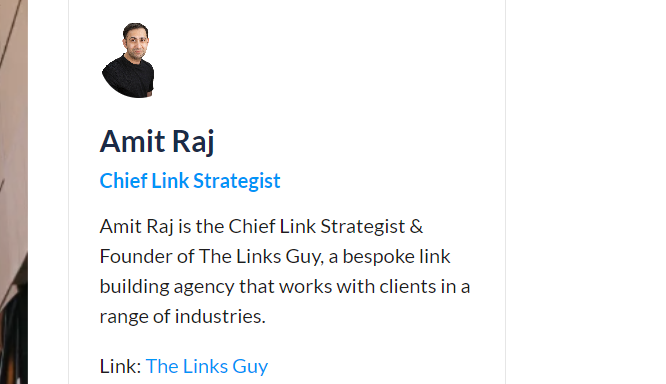 White hat link building strategy: author bio