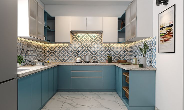 تصویر طراحی کابینت آشپزخانه رنگی