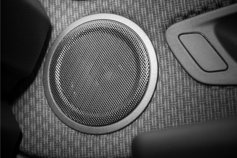 Small round speaker in a car door