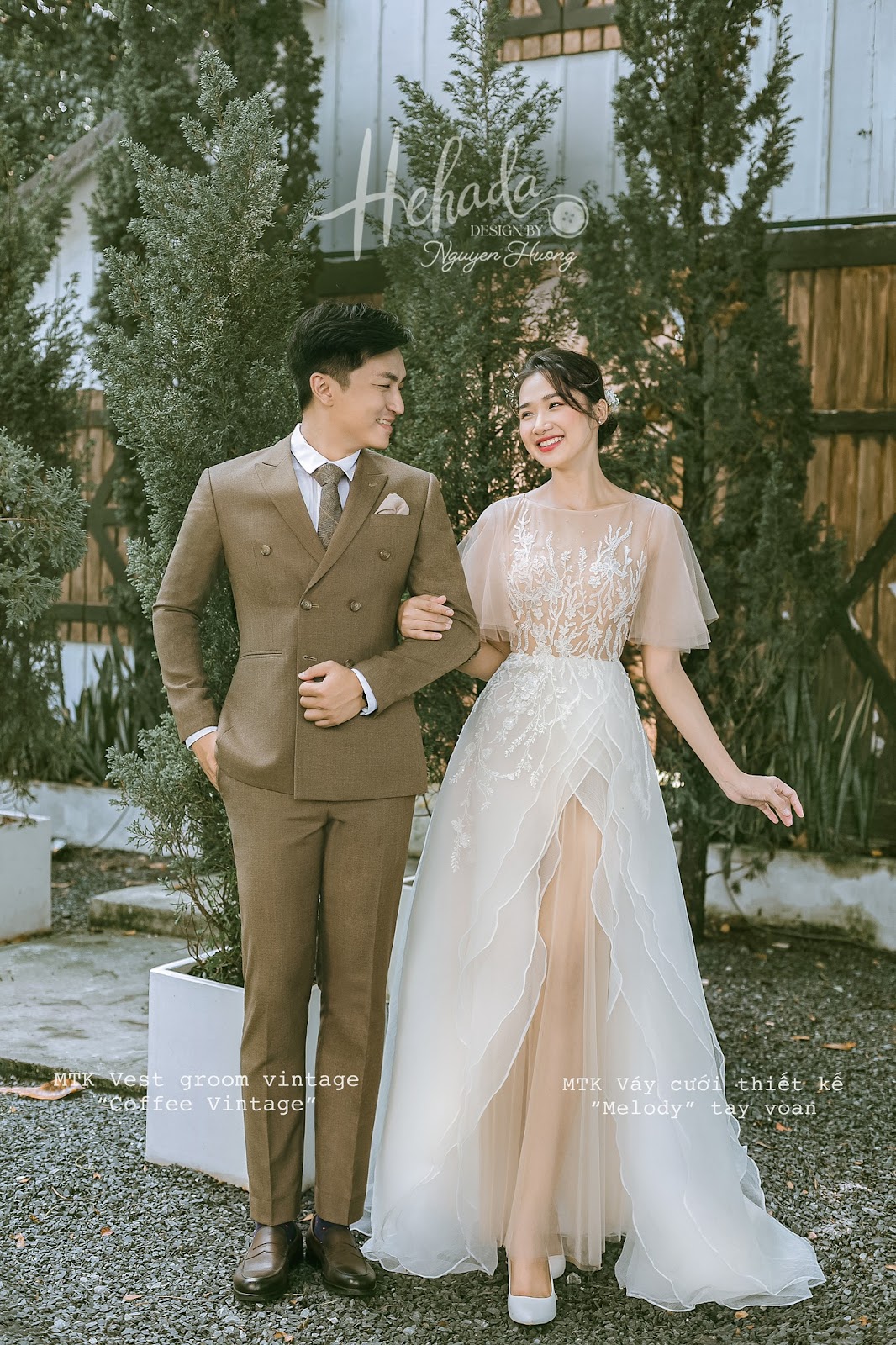 Couple vest Coffee Vintage và váy cưới Melody