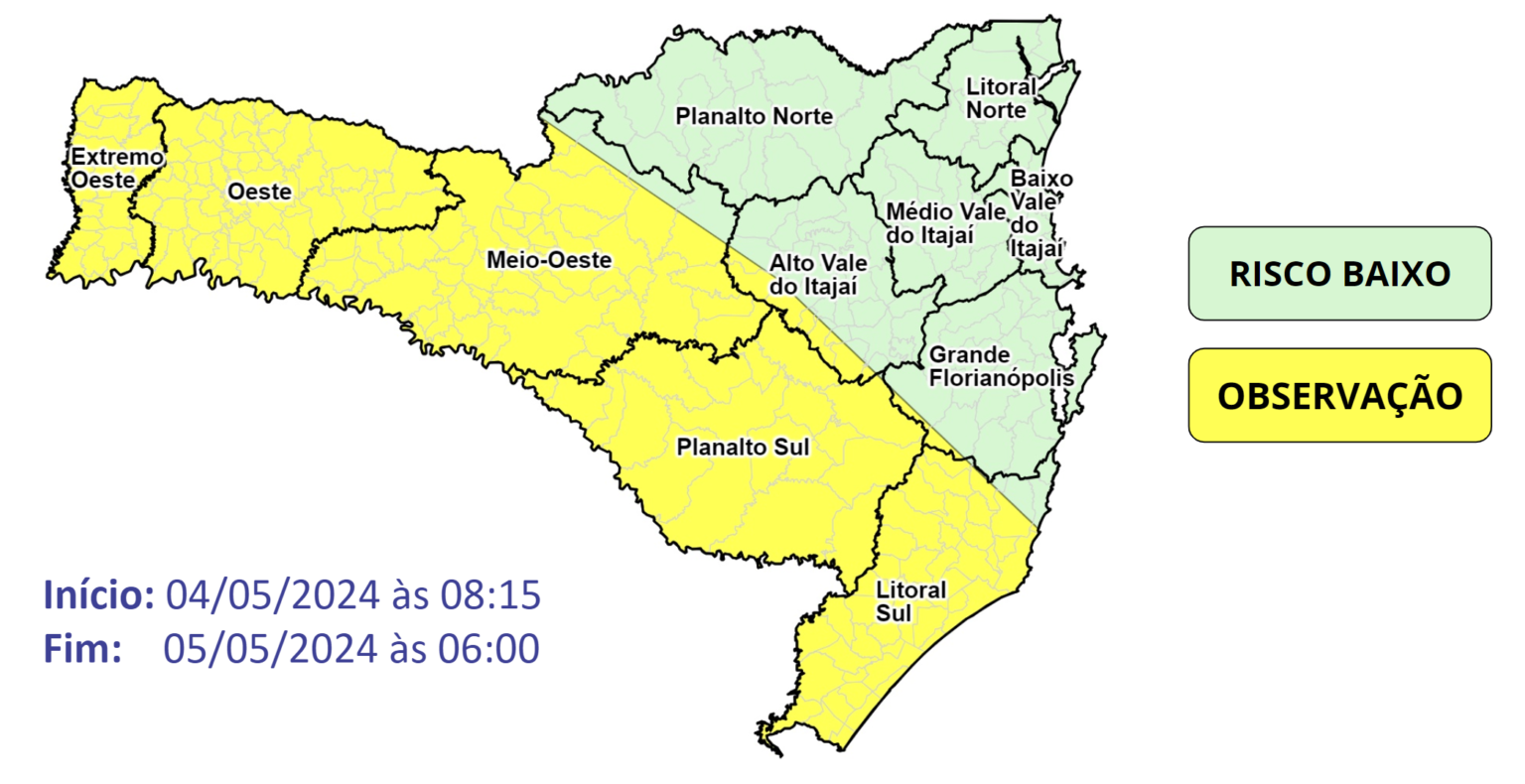 Chuvas em SC: estado tem 33 municípios atingidos e previsão indica instabilidade para o Sul catarinense