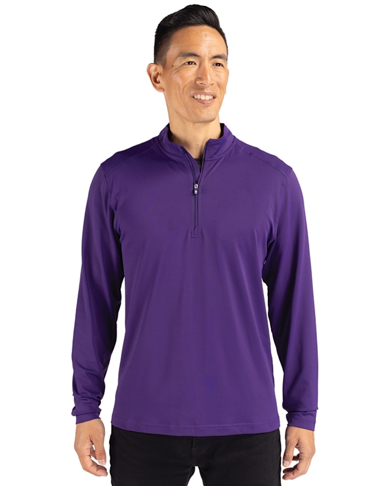 Cutter & Buck Virtue Eco Pique Recycled Quarter Zip Mens Pullover for cold weather golfing
