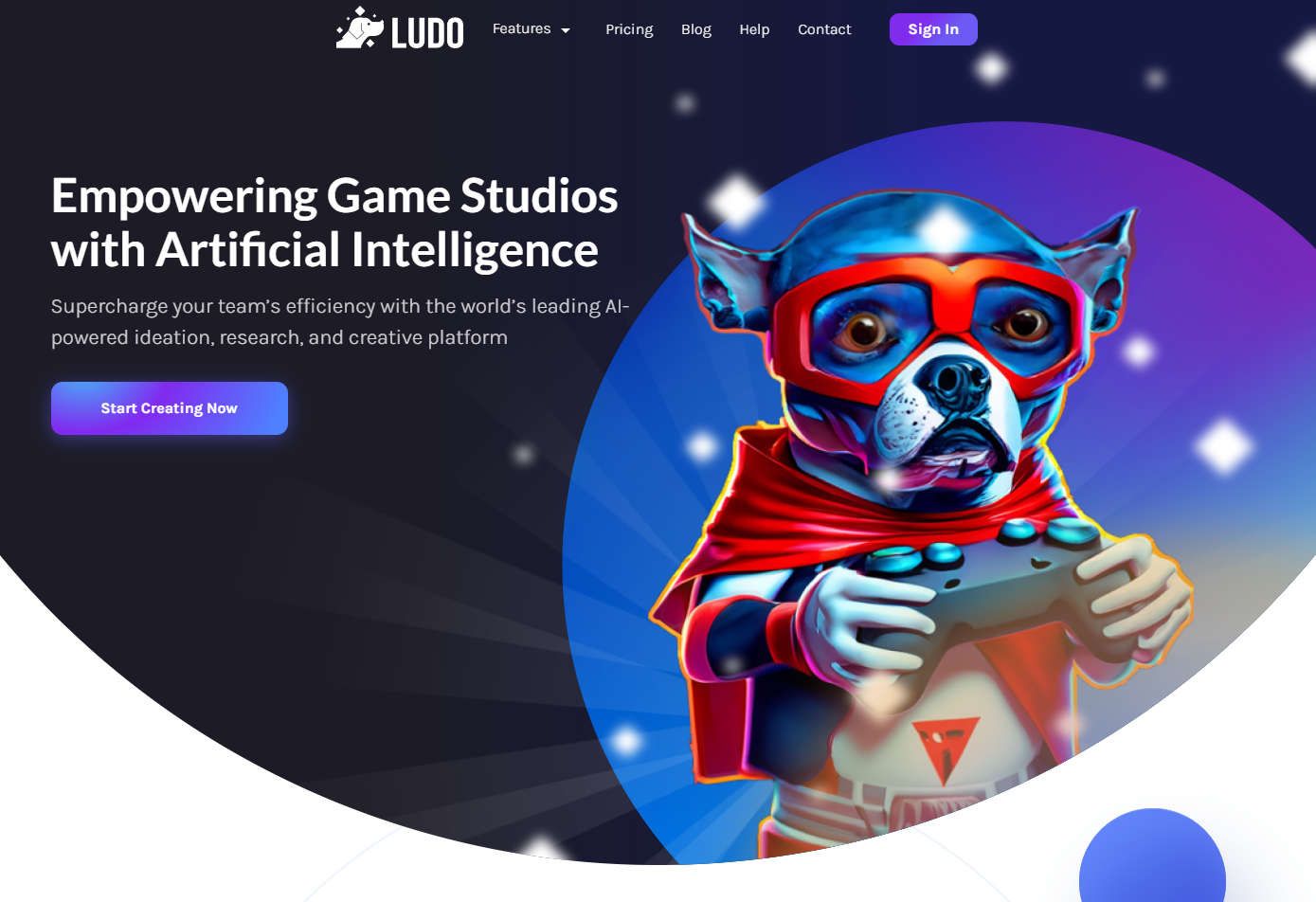 The homepage for Ludo.ai.