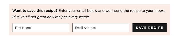 Example from Eating Bird Food of Save this Recipe opt-in form for email marketing for bloggers