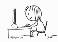 Funny GIF of a cartoon experiencing writer's block and eventually dying in the chair