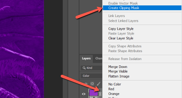Tạo Clipping Mask cho layer cần đổi màu