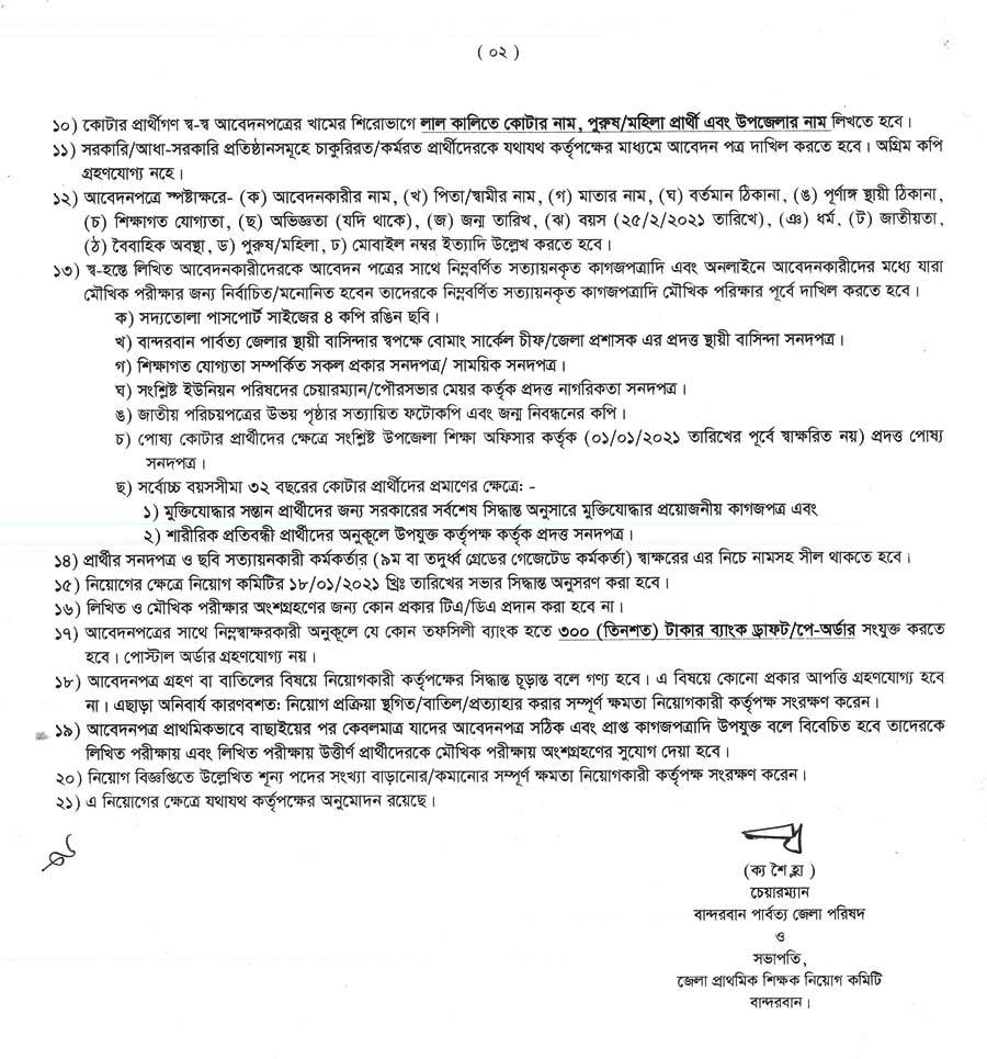 Bandarban Hill District Council Job Circular 02