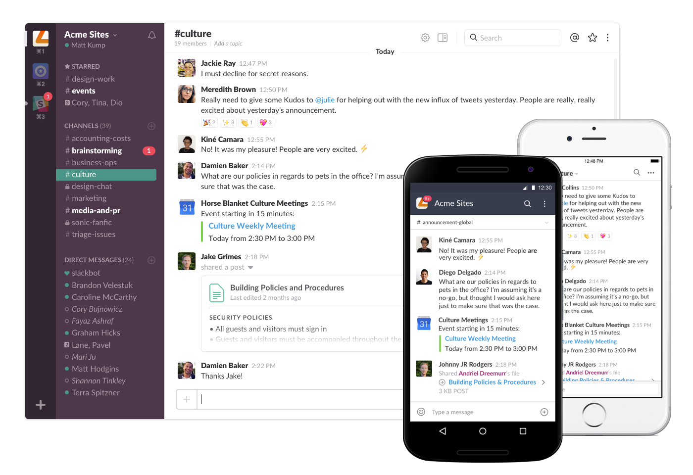 Slack's intuitive interface for users