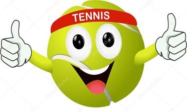 A cartoon tennis ball with arms outstretched Description automatically generated