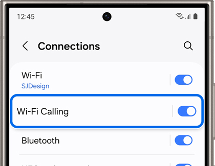 Wi-Fi Calling highlighted on a Galaxy phone