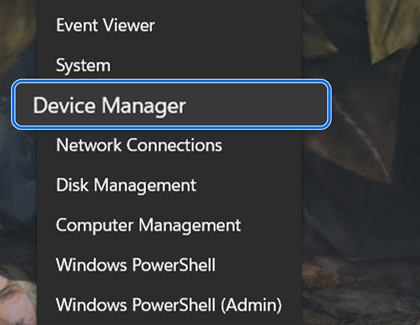 Device Manager highlighted