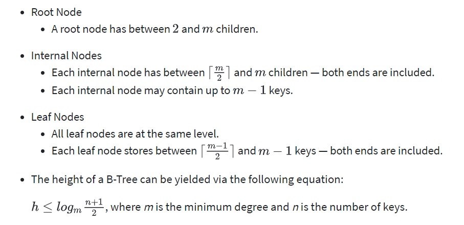 B Tree Properties