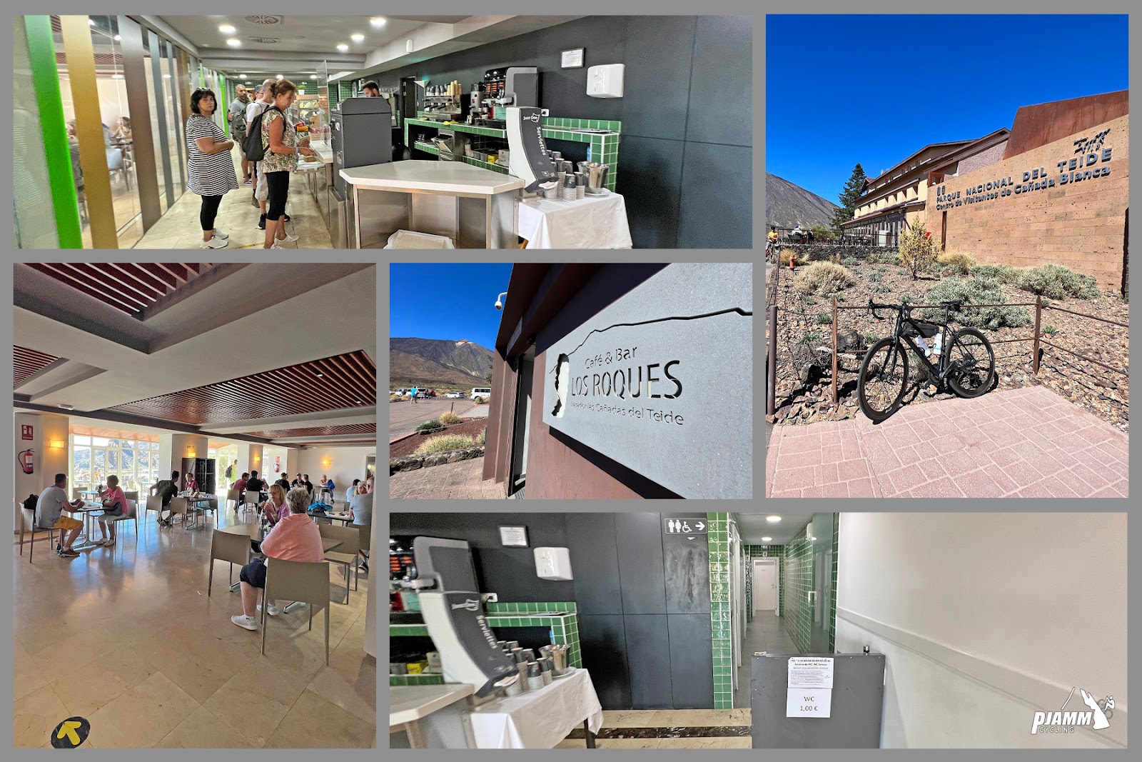 photo collage shows views inside and outside of Teide Visitor Center