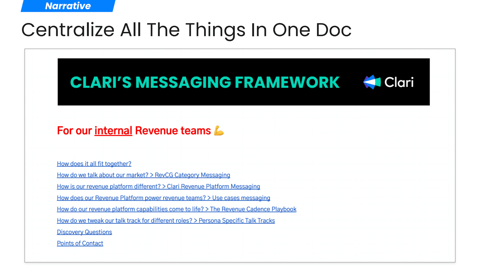 Centralize all the things in one doc