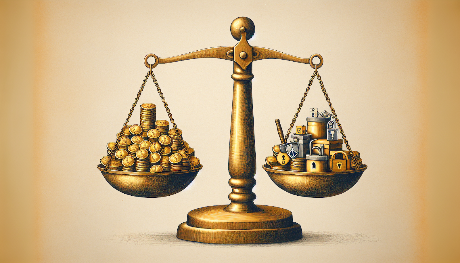 Illustration of a scale weighing the costs and benefits of storage insurance