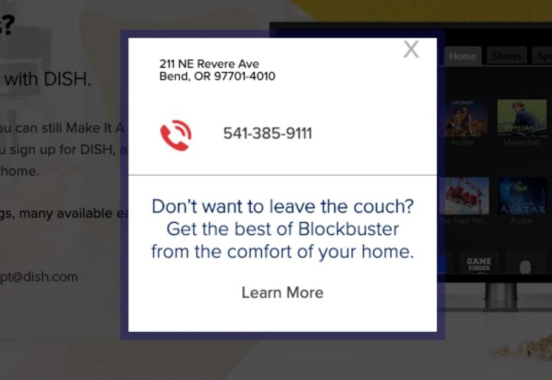 BlockBuster location pop-up