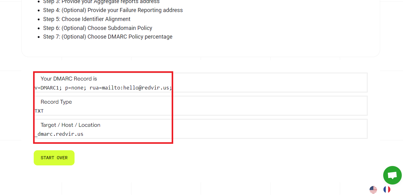 DMARC generated records