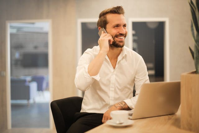 a person calling at a job