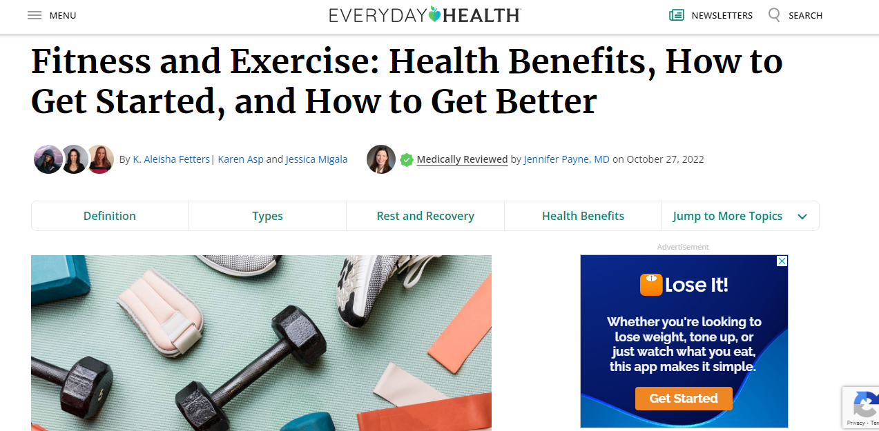 Fitness and exercise article from the trending blog Everyday Health